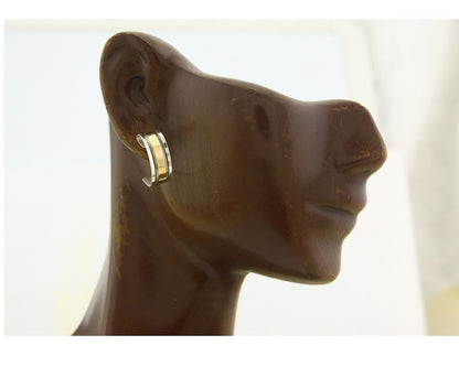 Navajo Hoop Earrings 925 Silver & Gold Native American Artist C.80's