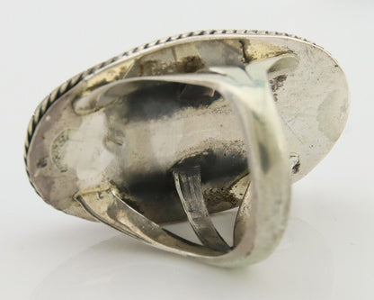 Navajo Ring 925 Silver Natural Blue Green Turquoise Fred Guerro C.80's
