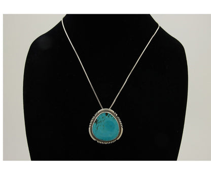 Navajo Necklace 925 Silver Blue Turquoise Artist Signed Doug Zachary C.80's