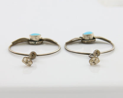 Navajo Dangle Earrings 925 Silver Natural Blue Turquoise Native Artist C80s