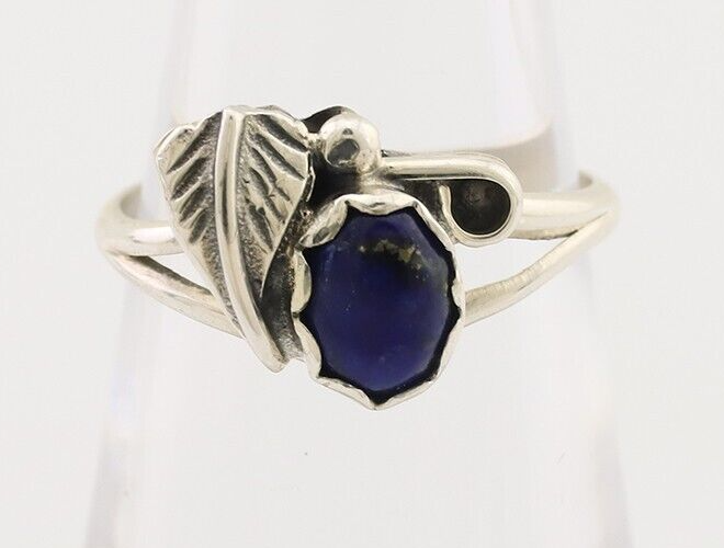 Navajo Handmade Ring 925 Silver Natural Lapis Native Artist Size 6.0 C.80's