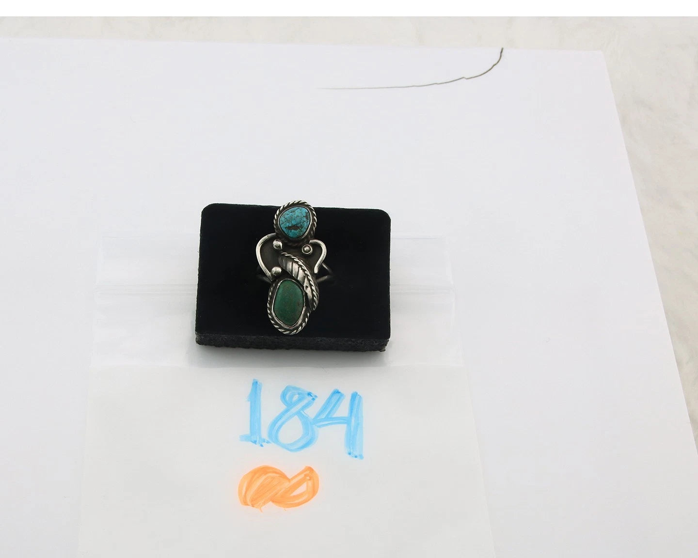 Navajo Angel Ring Sterling Silver Turquoise Vintage Artist Size 9.25