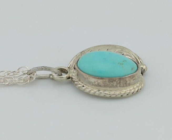 Navajo Necklace 925 Silver Natural Kingman Turquoise Native American C.80's