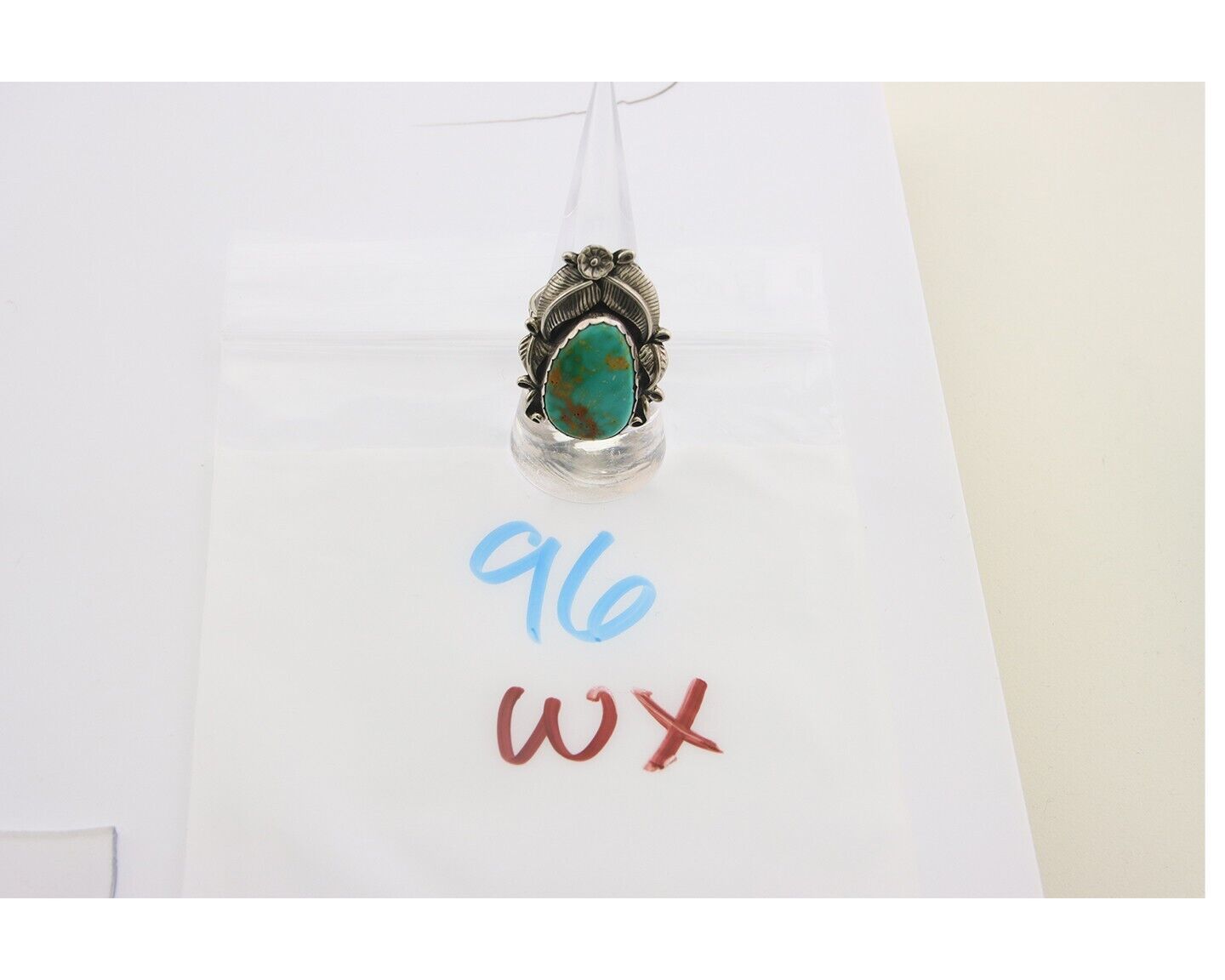 Navajo Ring 925 Sterling Natural Royston Turquoise Native Artist C.80's Size 7.0