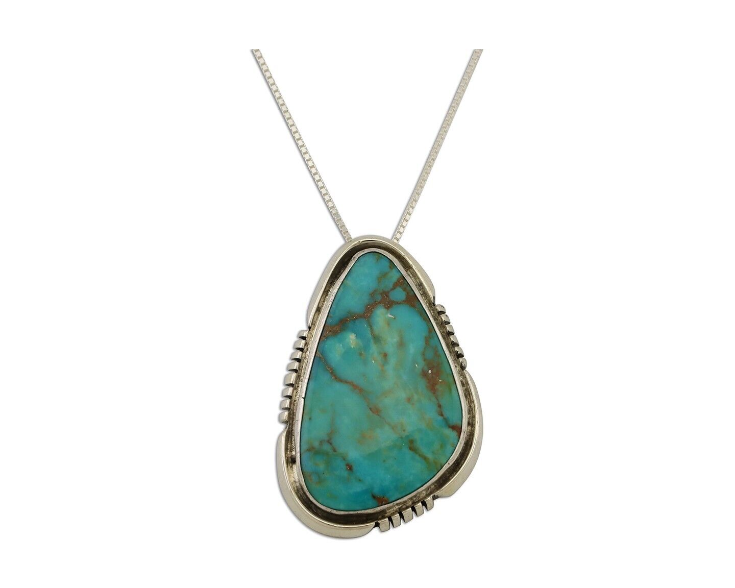 Navajo Pendant 925 Silver Kingman Turquoise Signed Doug Zachary C.90's