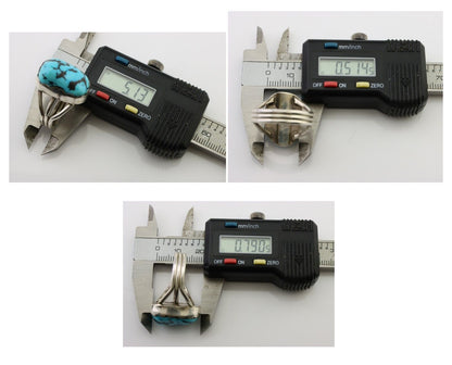 Navajo Ring 925 Silver Natural Blue Turquoise Signed Tony Guerro C.80's