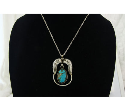 Navajo Sterling Silver Necklace Turquoise Authentic Vintage Signed