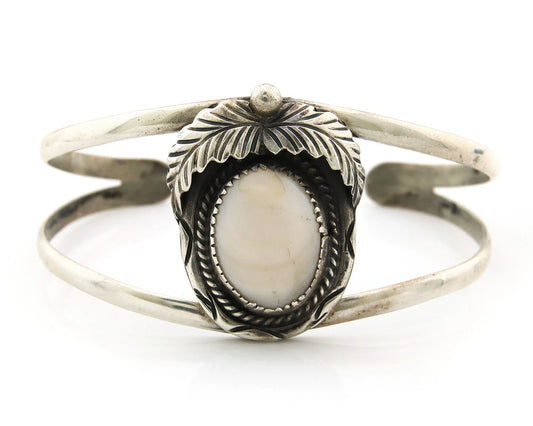 Navajo Cuff Bracelet Sterling Silver Authentic Pink Muscle Artist Signed