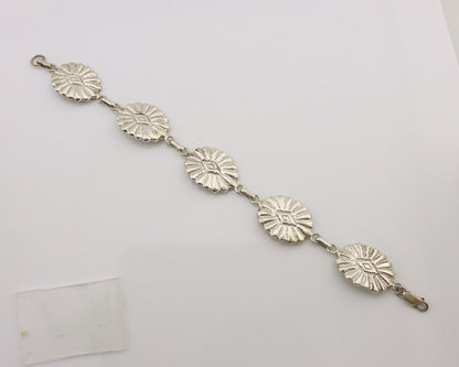 Navajo Sandcast Bracelet 925 Silver Artist Signed CM Handmade C.80's