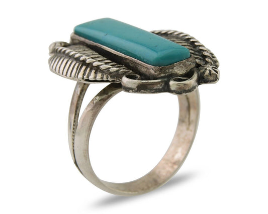 Navajo Handmade Ring 925 Silver Natural Turquoise Native Artist C.80's