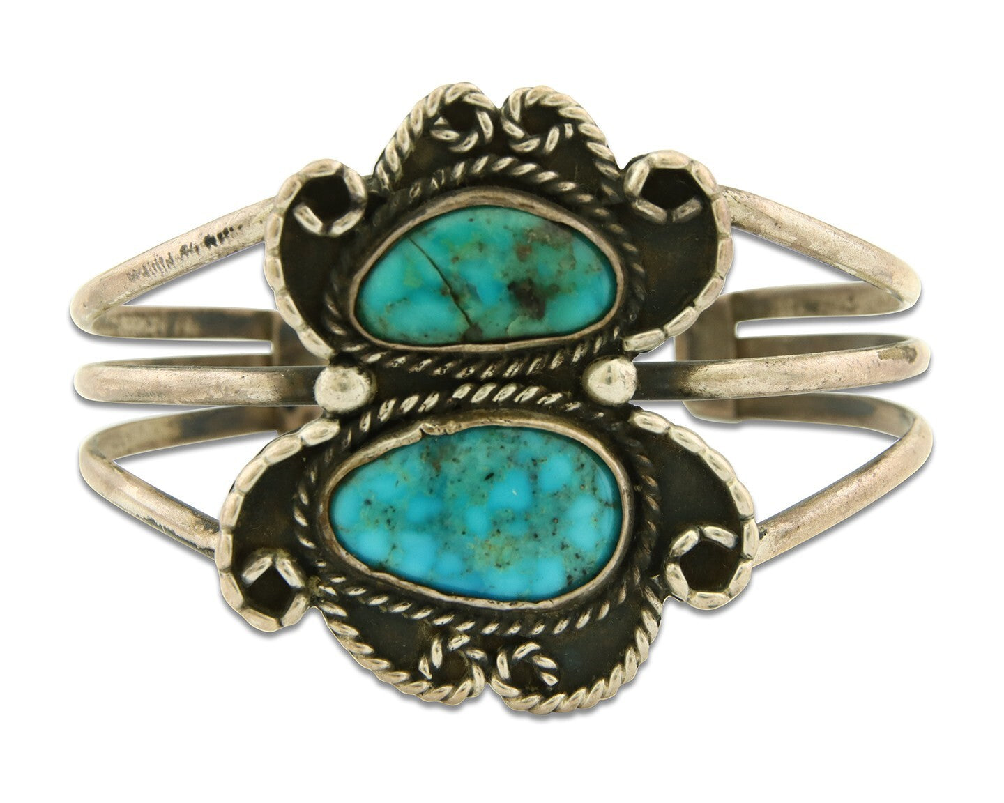 Vintage Navajo Bracelet 925 Silver Natural Blue Turquoise Native American Artist