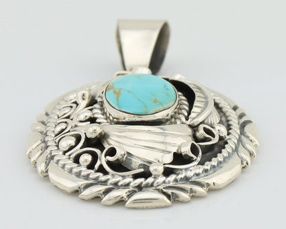 Navajo Pendant 925 Silver Blue Turquoise Native American Artist C.80's