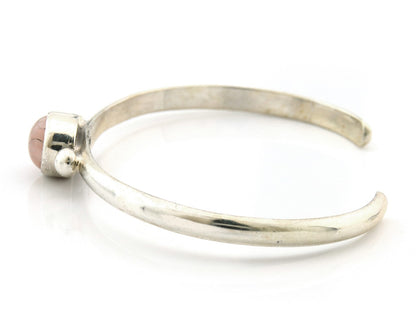 Navajo Cuff Bracelet Sterling Silver Natural Mined Pink Quartz Native Artst
