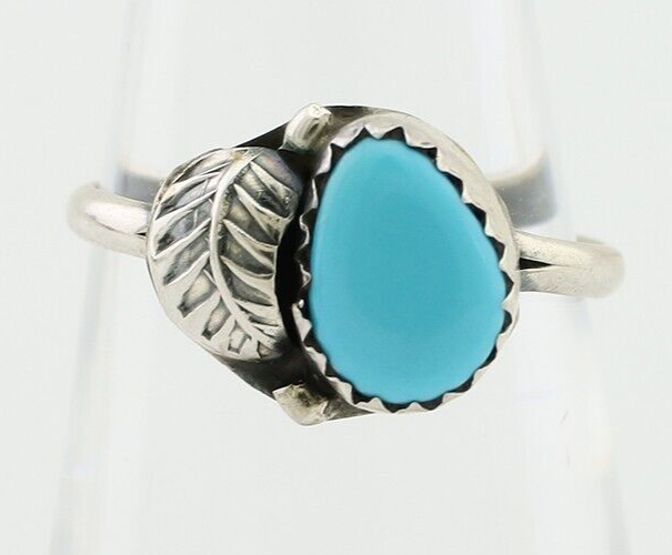 Navajo Ring 925 Silver Sleeping Beauty Turquoise Native American Artist C.80's