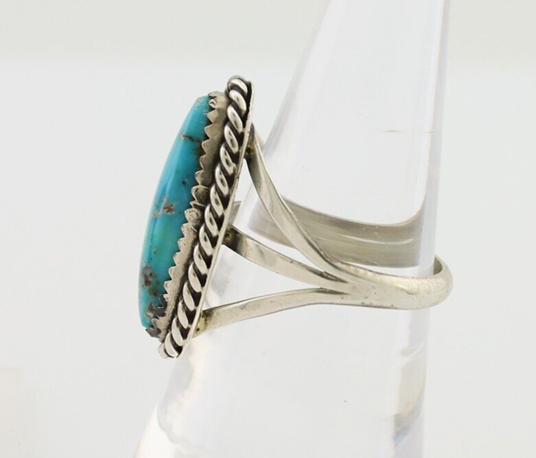 Navajo Ring 925 Silver Natural Turquoise Native American Artist C.80's