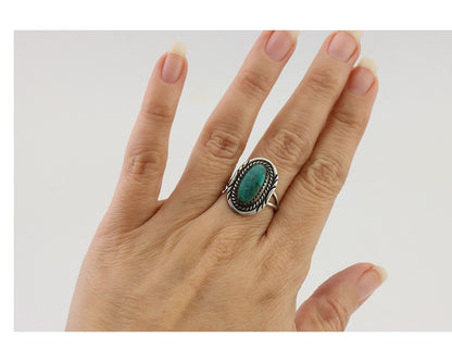 Navajo Handmade Ring 925 Silver Kingman Turquoise Size 6.25 C.80's