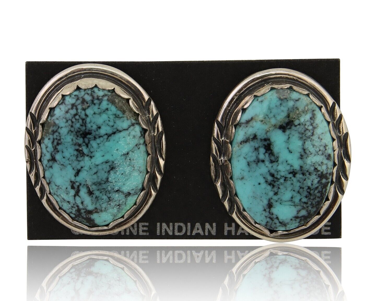 Navajo Earrings 925 Silver Natural Blue Native American Artist C.80's