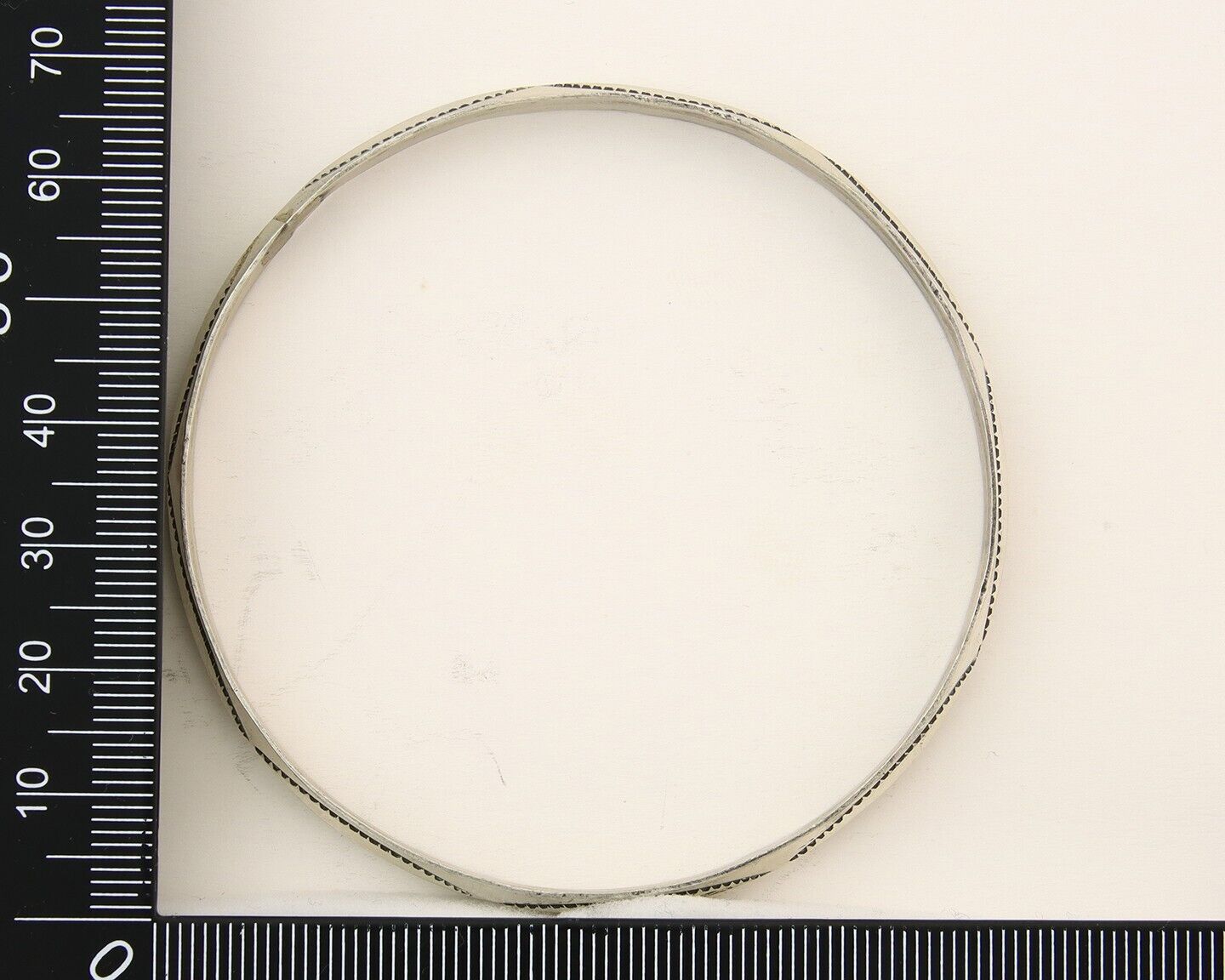 Navajo Bangle Bracelet 925 Silver Hand Stamped Triangle Native Artist C.80's