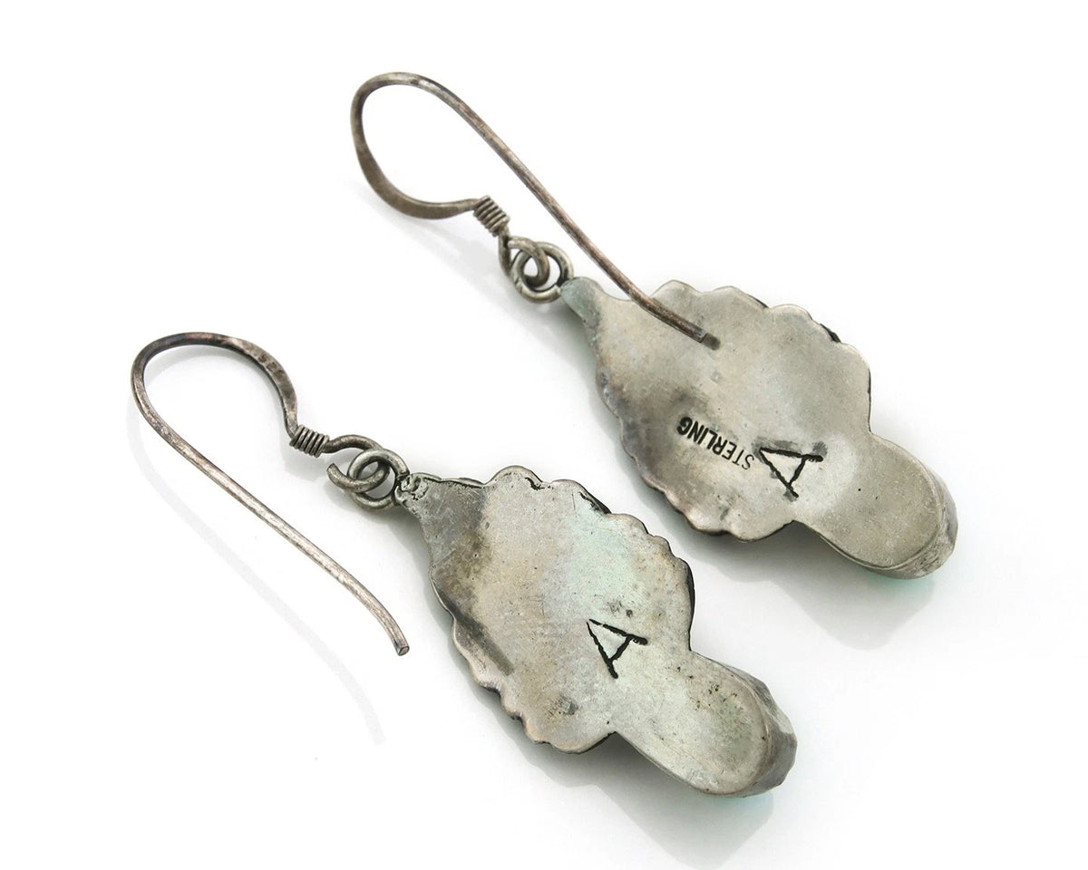 Navajo Dangle Earrings Sterling Silver Natural Turquoise Vintage Signed A