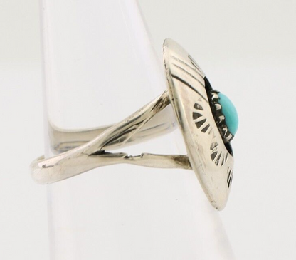 Navajo Handmade Ring 925 Silver Blue Turquoise Artist Signed BF C.80's