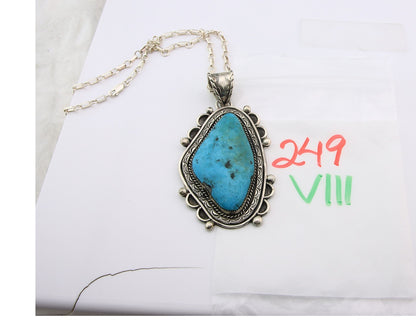 Large Navajo Necklace Sterling Silver Authentic Turquoise Vintage Signed Gomez