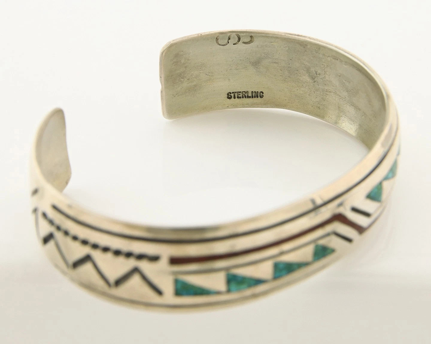 Navajo Cuff Bracelet Sterling Silver Authentic Turquoise Signed Stanley Bain
