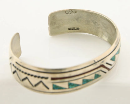 Navajo Cuff Bracelet Sterling Silver Authentic Turquoise Signed Stanley Bain
