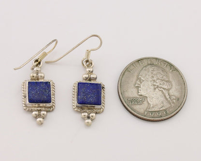 Navajo Earrings 925 Silver Natural Mined Lapis Native American Artist C.80's