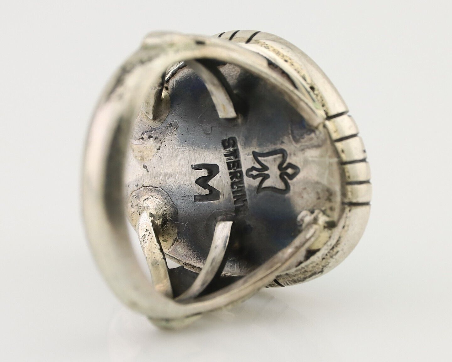 Navajo Ring 925 Silver Sleeping Beauty Turquoise Signed M Montoya C.80's