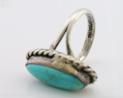 Navajo Handmade Ring 925 Silver Kingman Turquoise Size 5.75 C.80's