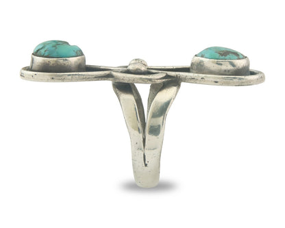 Vintage Navajo Ring 925 Sterling Authentic Traditional Turquoise Size 6.5