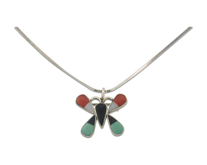 Navajo Butterfly Necklace Sterling Silver Authentic Natural Gemstone