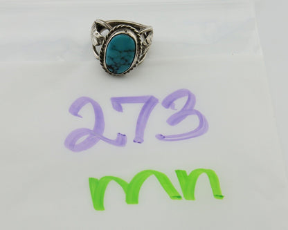 Navajo Ring 925 Silver Natural Blue Turquoise Native American Artist C.80's