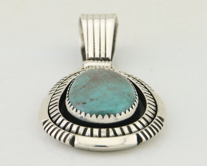 Navajo Pendant 925 Silver Natural Turquoise Artist Signed Lidia Begay C.80's