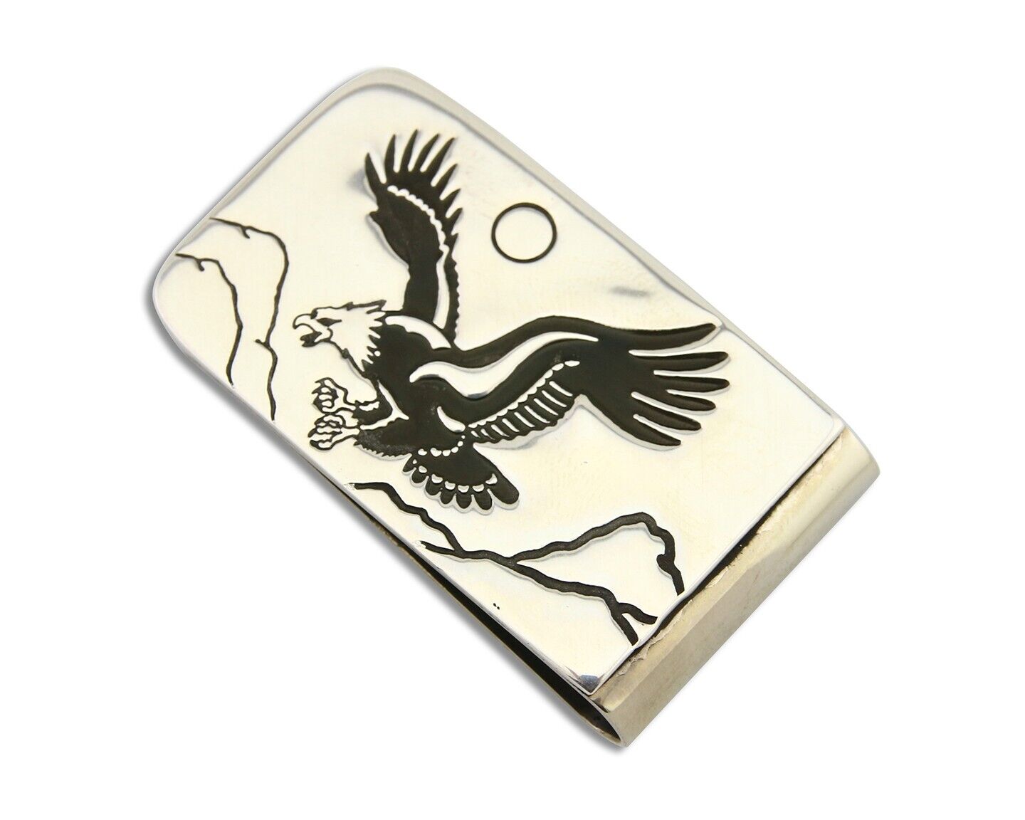 Navajo Eagle Money Clip .925 Silver & .999 Nickle Native American Artist C.80's