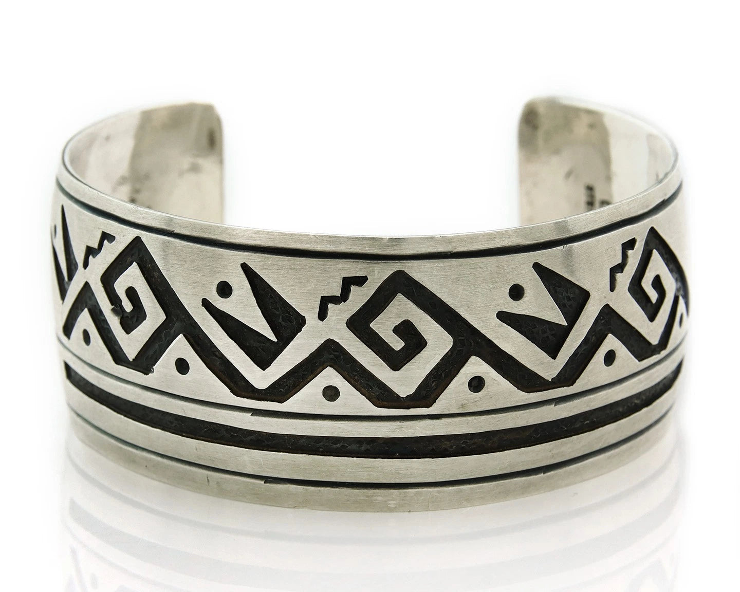 Navajo Cuff Bracelet 925 Sterling Silver Vintage Handmade Signed B Piaso