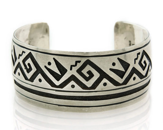 Navajo Cuff Bracelet 925 Sterling Silver Vintage Handmade Signed B Piaso