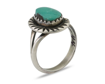 Navajo Ring 925 Silver Kingman Turquoise Native American Artist C.80's