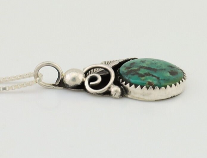 Navajo Necklace Pendant 925 Silver Natural Turquoise Signed Nelson C.80's