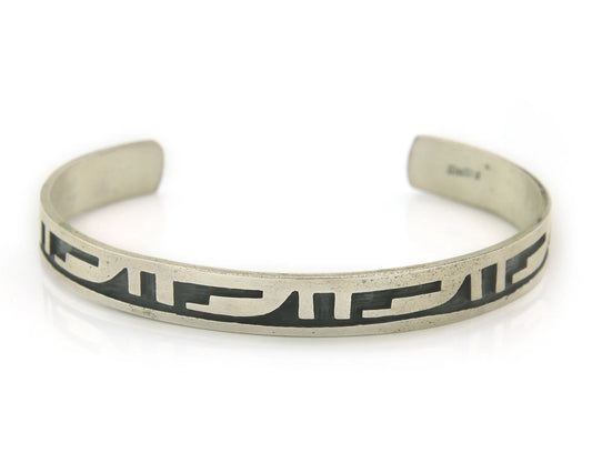 Navajo Cuff Bracelet Sterling Silver Vintage Native American Artist
