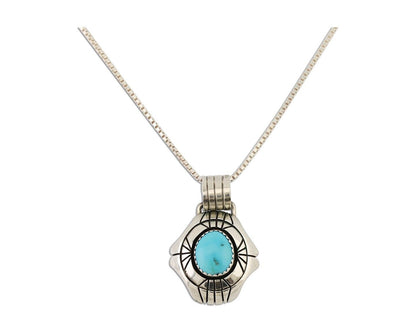 Navajo Necklace Pendant 925 Silver Turquoise Artist Signed C.80's