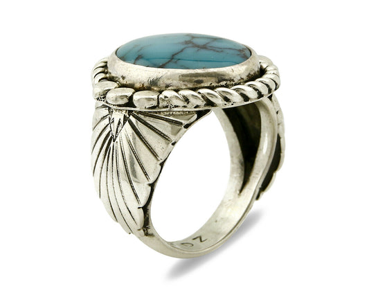 Navajo Ring .925 SOLID Silver China Mountain Turquoise Signed Doug Zachary C.80