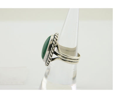 Navajo Ring 925 Silver Natural Malachite Native American Artist C.80's