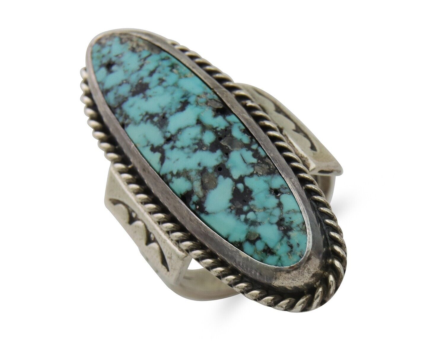 Navajo Ring 925 Silver Natural Blue Green Turquoise Fred Guerro C.80's