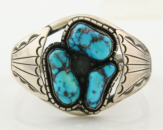 Navajo Bracelet 925 Silver Natural Bisbee Turquoise Cuff Signed Tony Guerro C80s