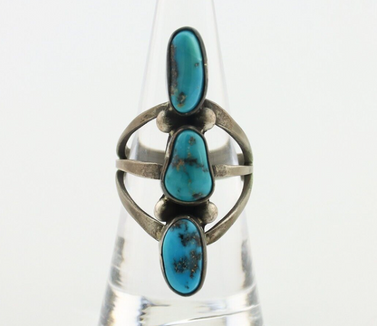 Navajo Ring 925 Silver Natural Blue Turquoise Native American Artist C.80's