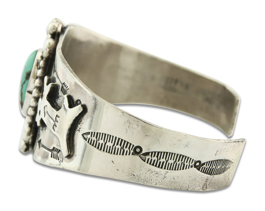 Vintage Navajo Bracelet 925 Silver Blue Turquoise Handmade Signed GR