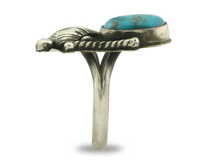 Vintage Navajo Ring 925 Sterling Silver Turquoise Handmade Signed RP Size 7.0