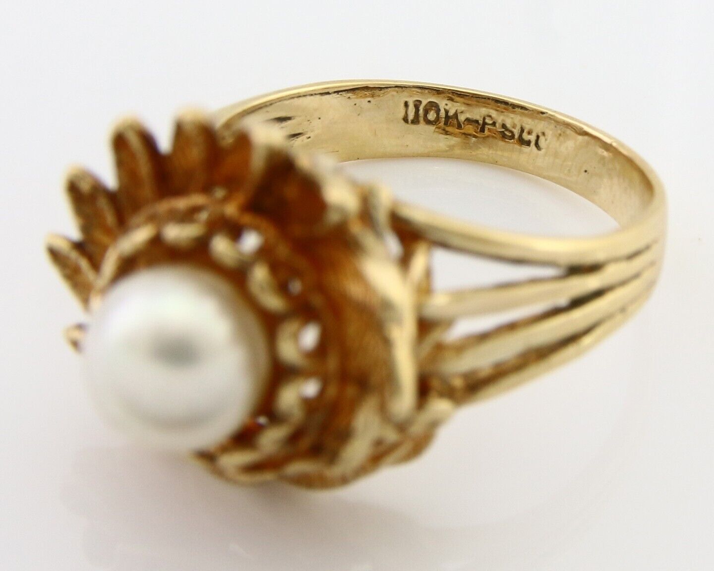 Natural Pearl Ring Solid 10k Yellow Gold Sizeable 6.5