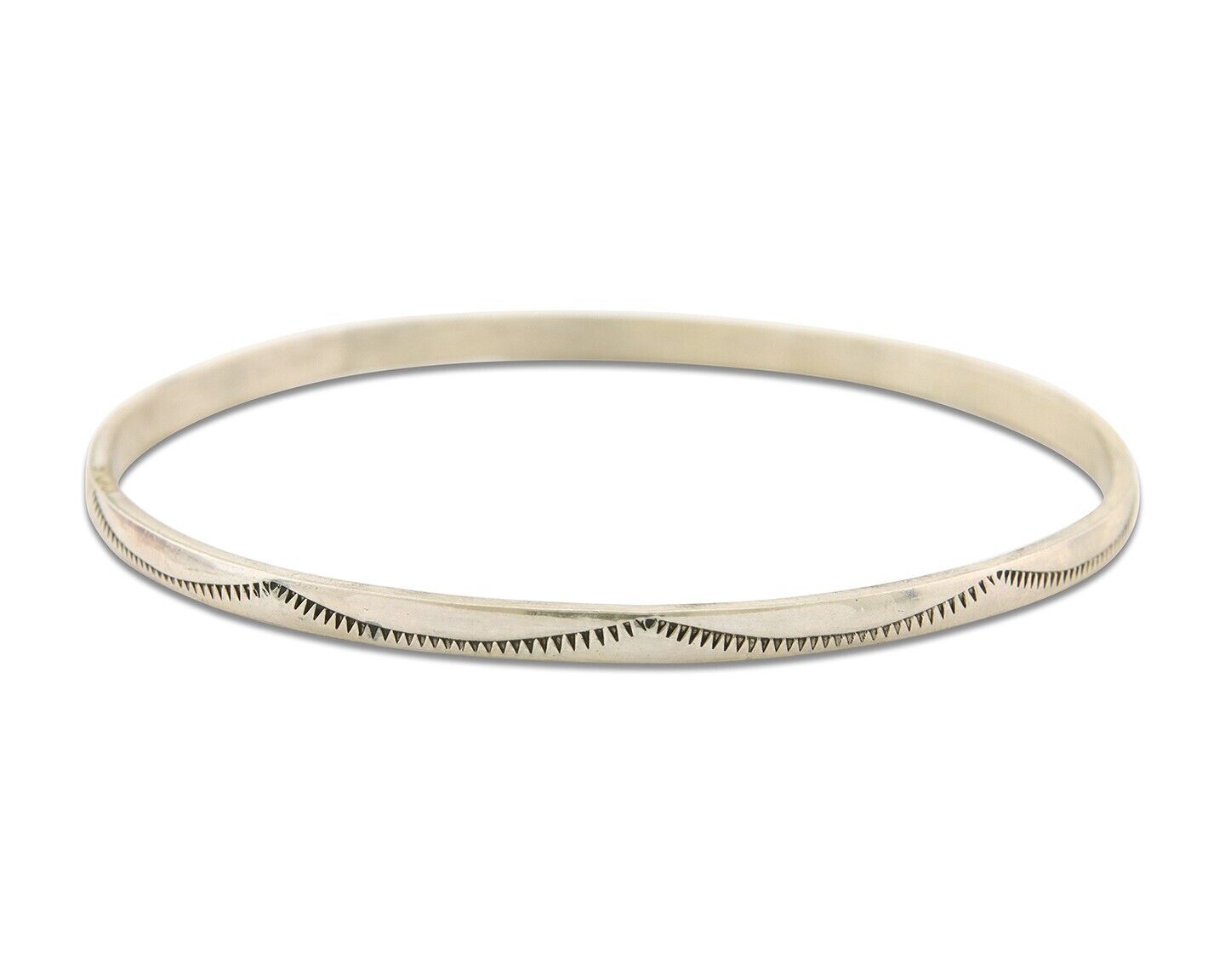 Navajo Bangle Bracelet 925 Silver Hand Stamped Twist Native American Artist C80s